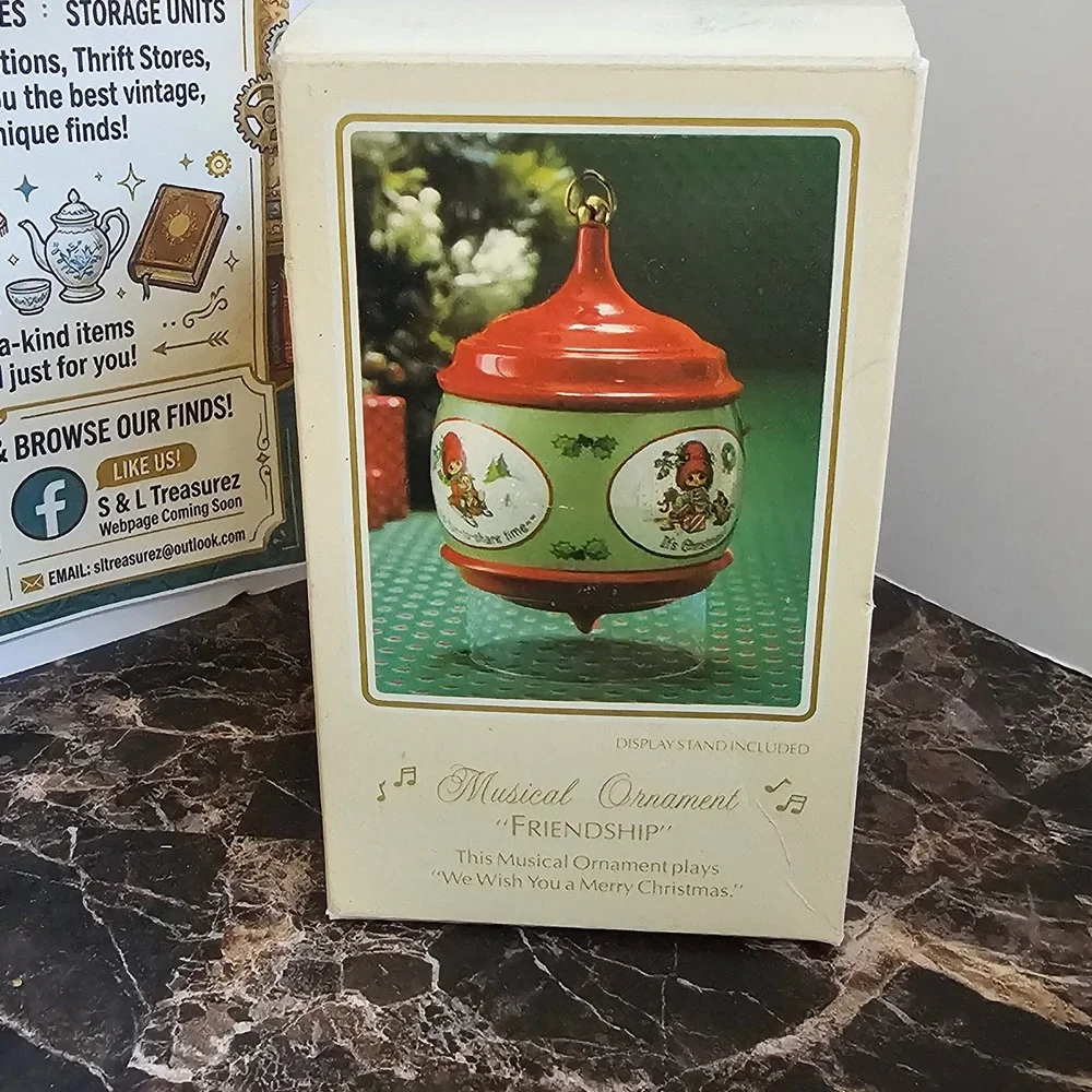 1981 Hallmark Keepsake Musical Ornament Friendship We Wish You a Merry Christmas